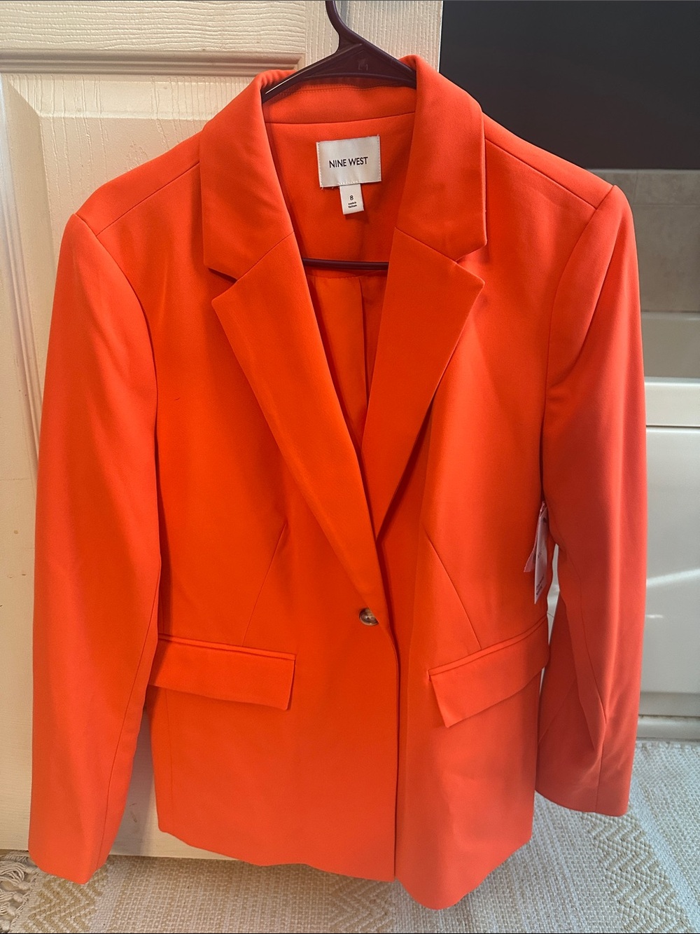 Nine West Bright Orange Single-Button Blazer